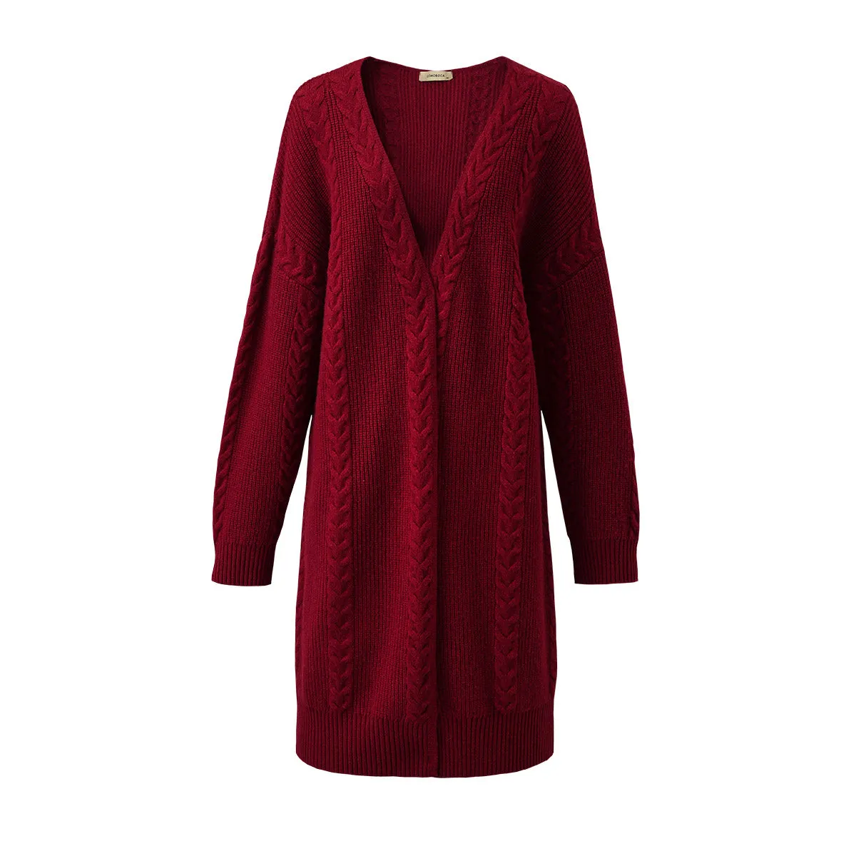 100% Wool Cardigan Women's Cozy Cable Knit Long Coat