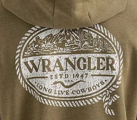 112350060- Wrangler Men's Hoodie Rope Frame- Olive