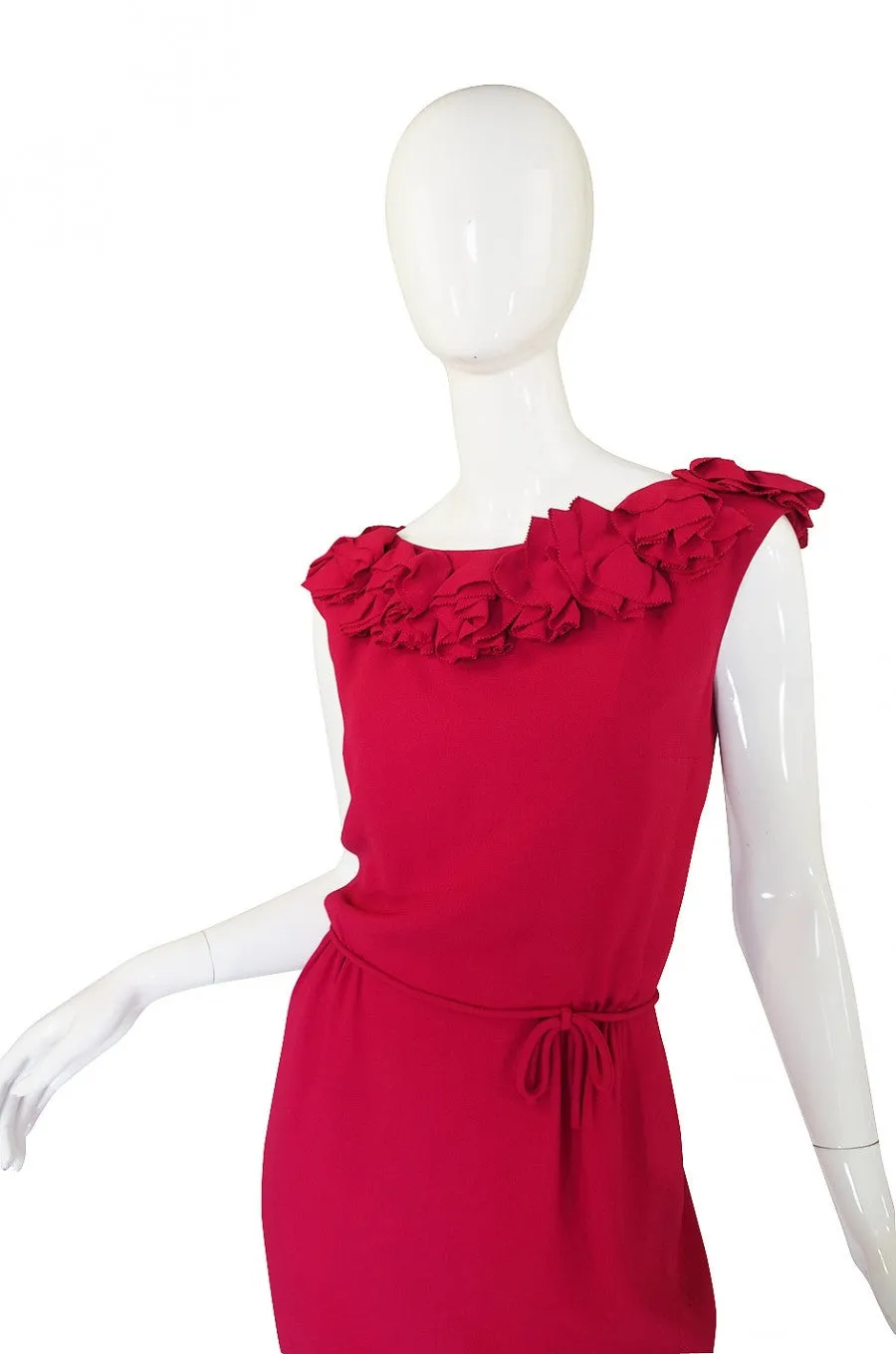 1960s Backless Red Ruffle Dress