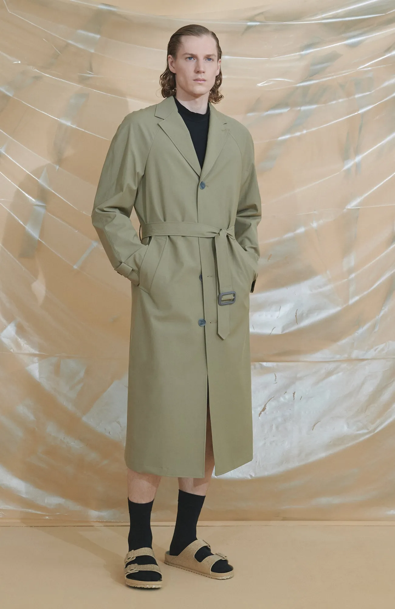AXEL KHAKI BELTED TOPCOAT
