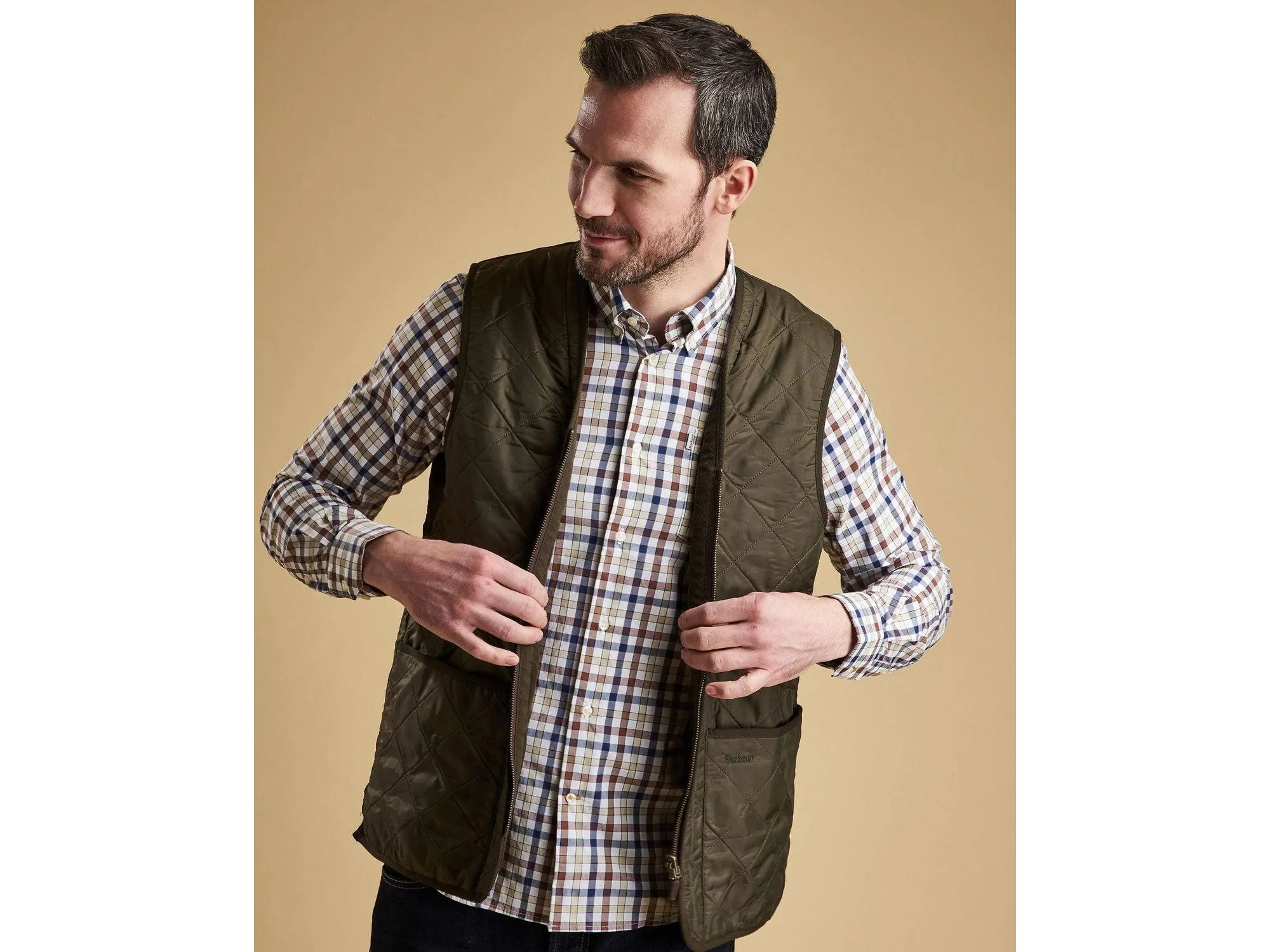 Barbour Polarquilt Waistcoat Zip In Liner Vest Gilet In Olive