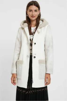 Bjorn Zipped Duffle Coat in a Mix of Creams Desigual Style 20WWEW97