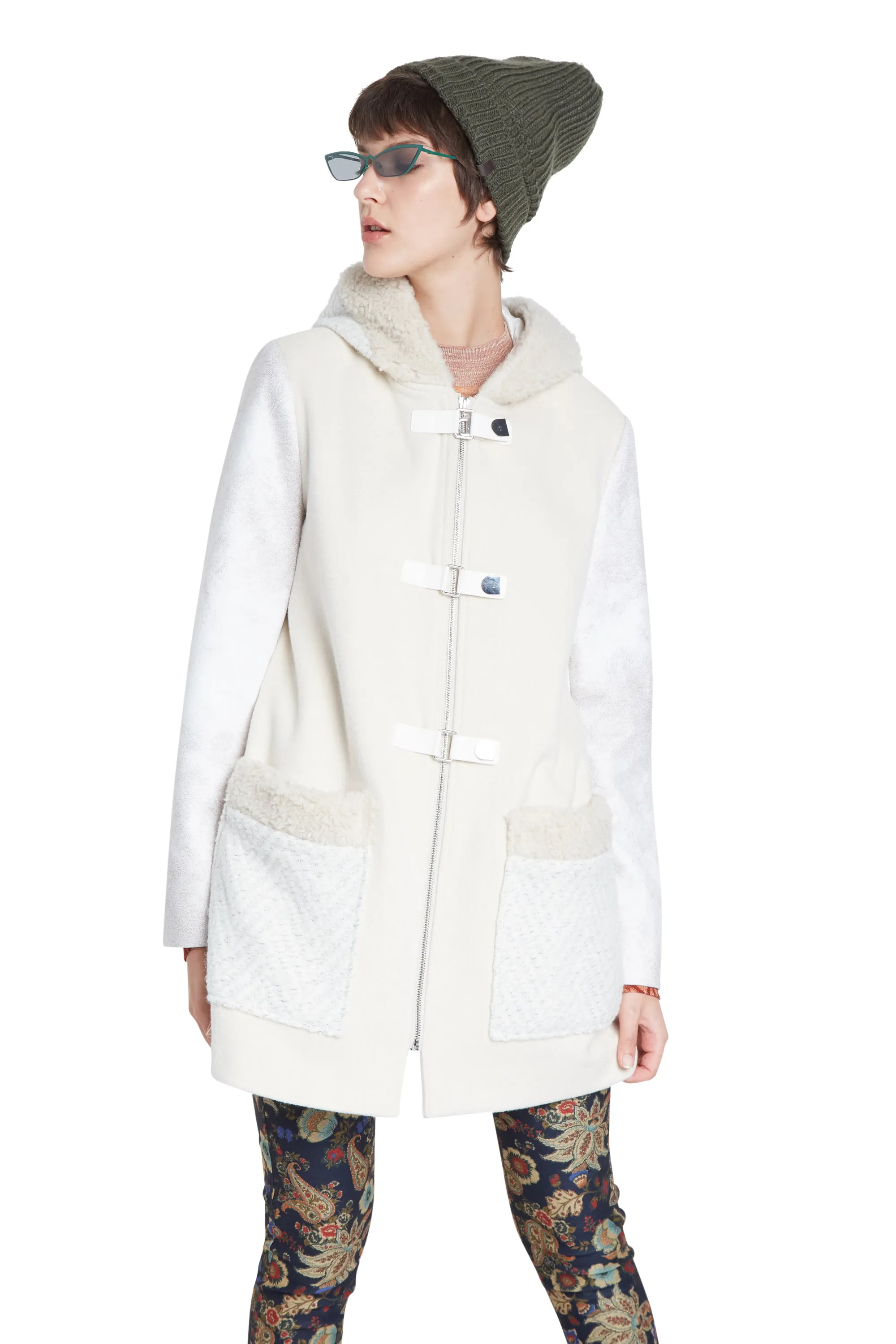 Bjorn Zipped Duffle Coat in a Mix of Creams Desigual Style 20WWEW97