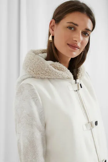 Bjorn Zipped Duffle Coat in a Mix of Creams Desigual Style 20WWEW97