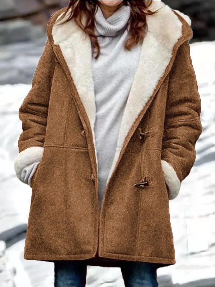 Buttoned Denim Jacket with Faux Fur Lining