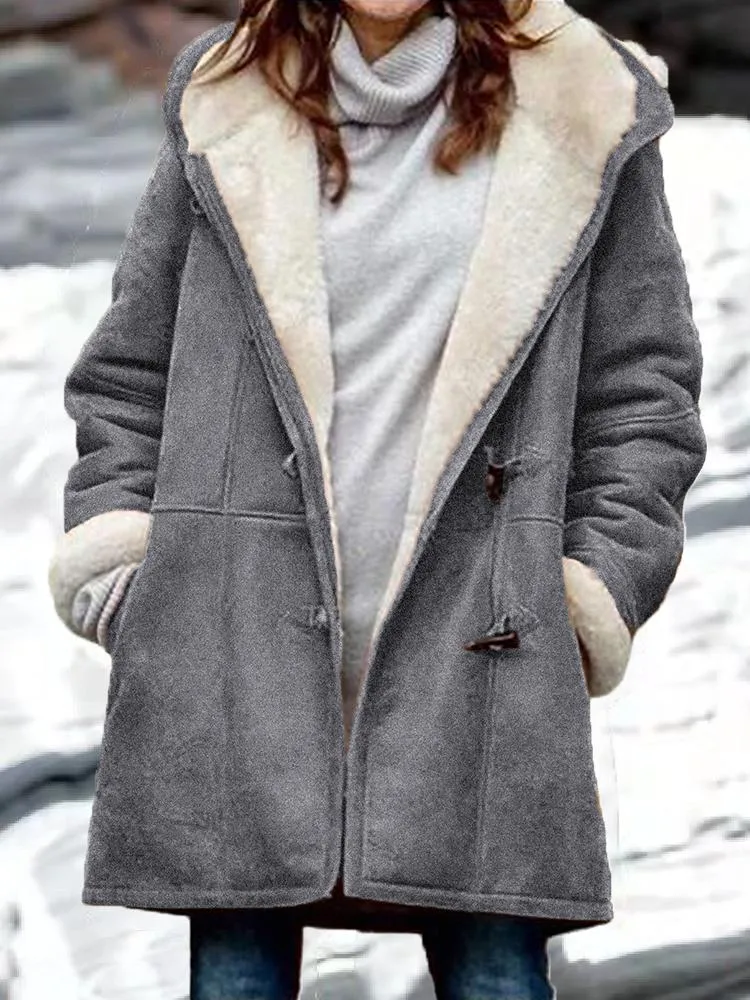 Buttoned Denim Jacket with Faux Fur Lining