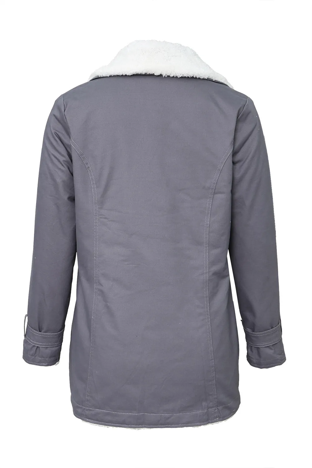 Buttoned Denim Jacket with Faux Fur Lining