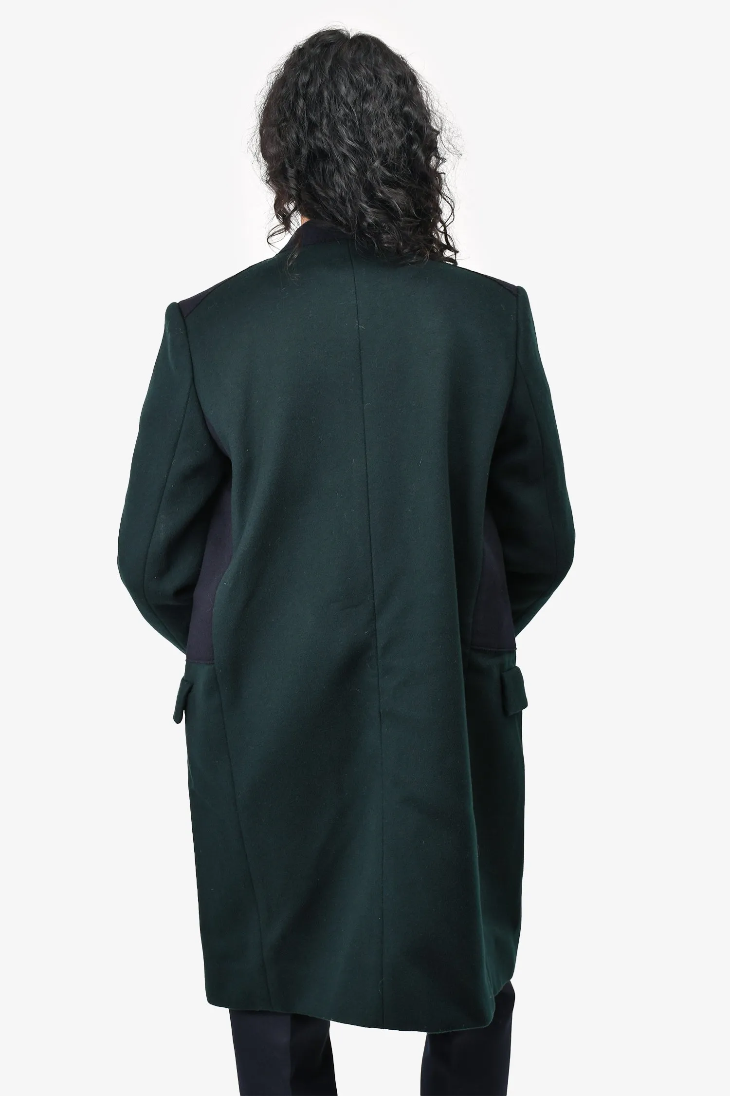 Celine Vintage Black/Green Wool Colourblock Coat Size 38