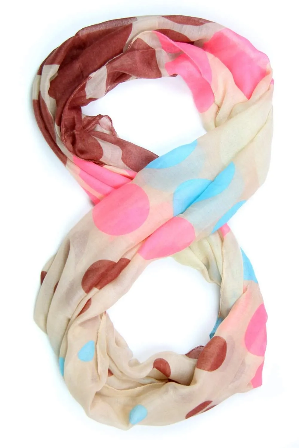 Circle Scarf / Tan Pink & Blue / Unisex