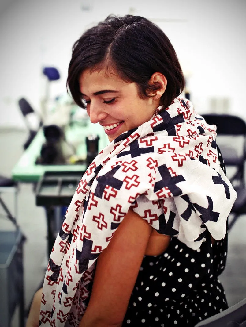 Cross Design Pattern Scarf / Shawl