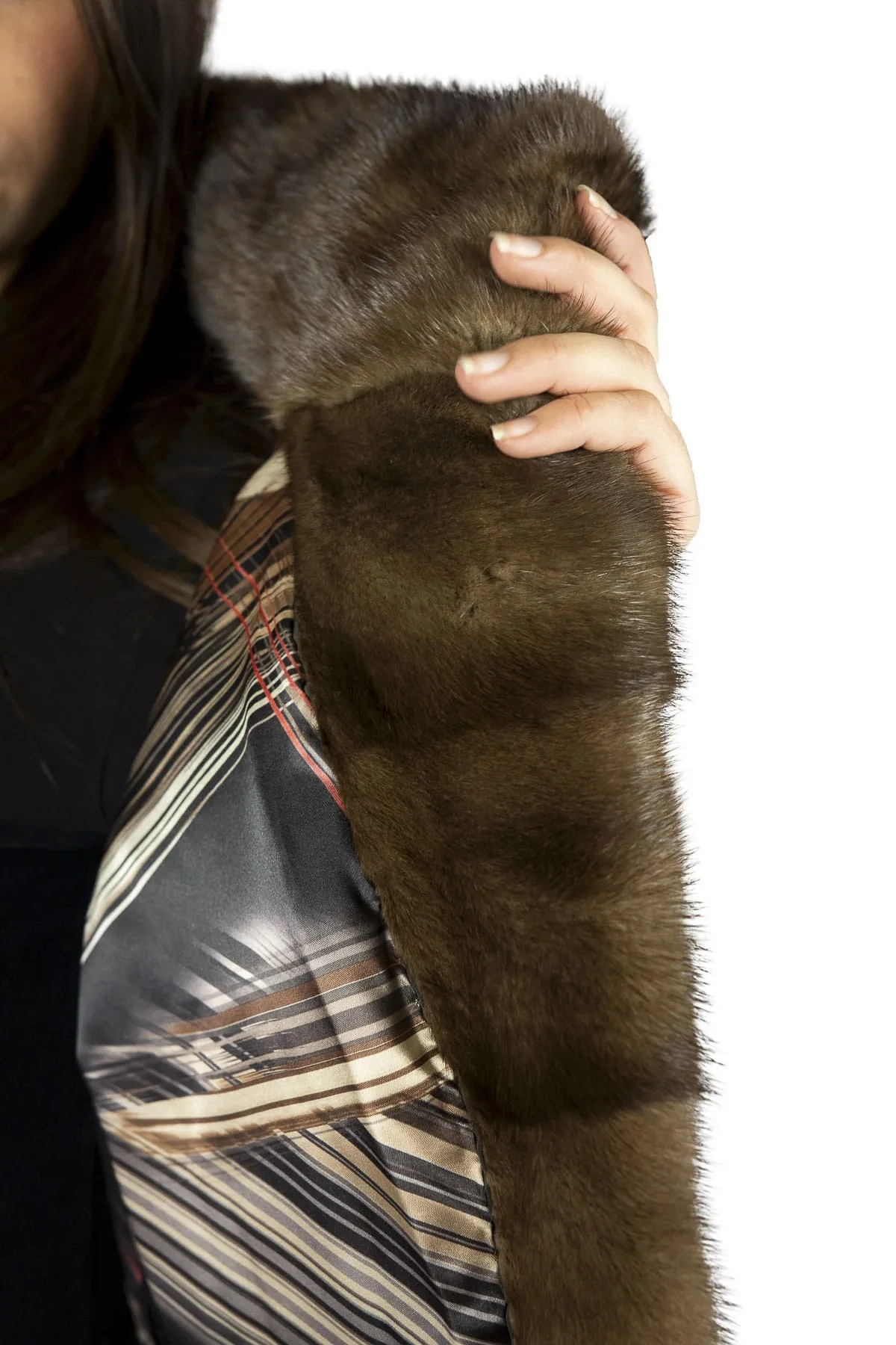 Dark Brown Mink Fur Vest with Shoulder Pads