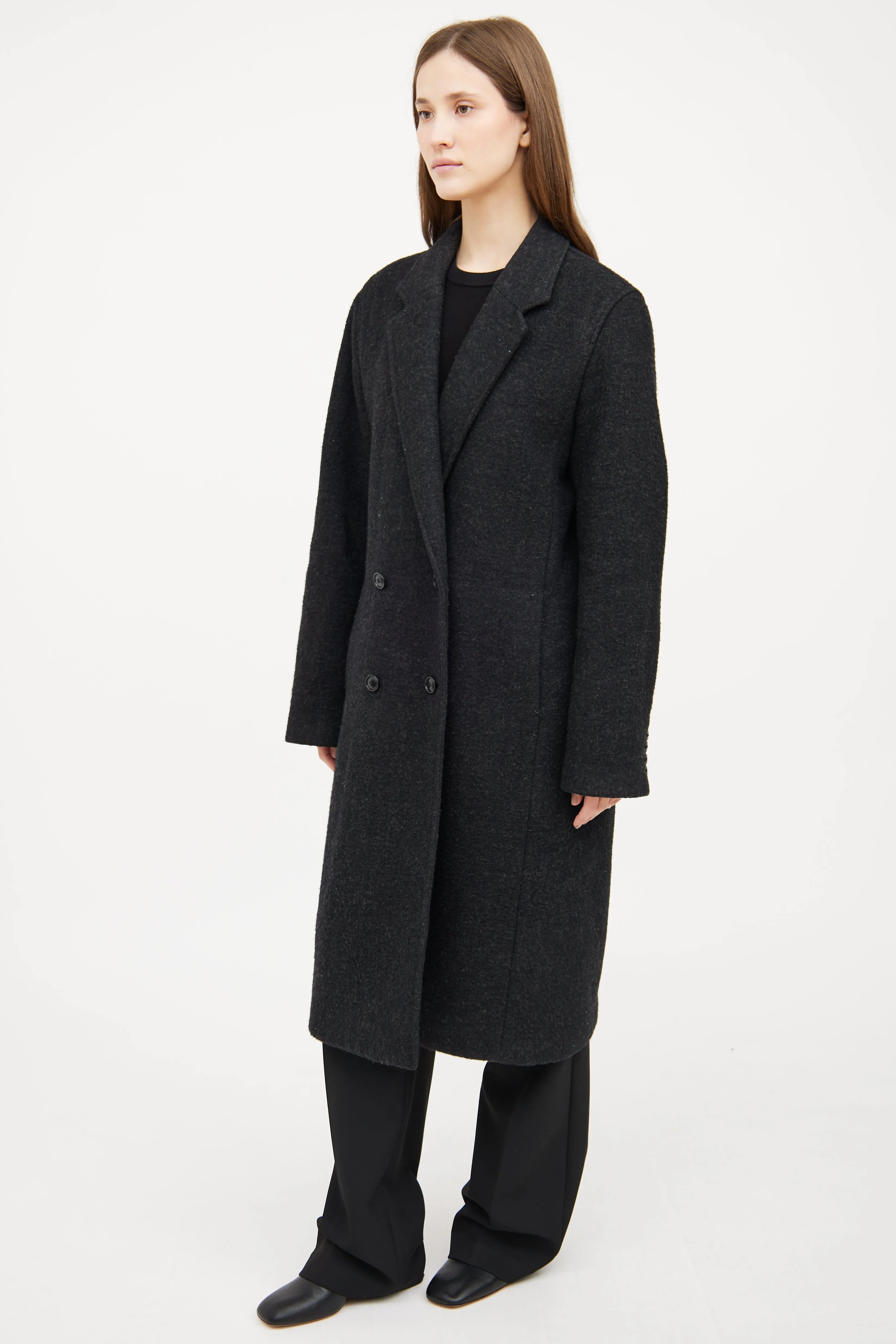Dark Grey Wool Blend Coat