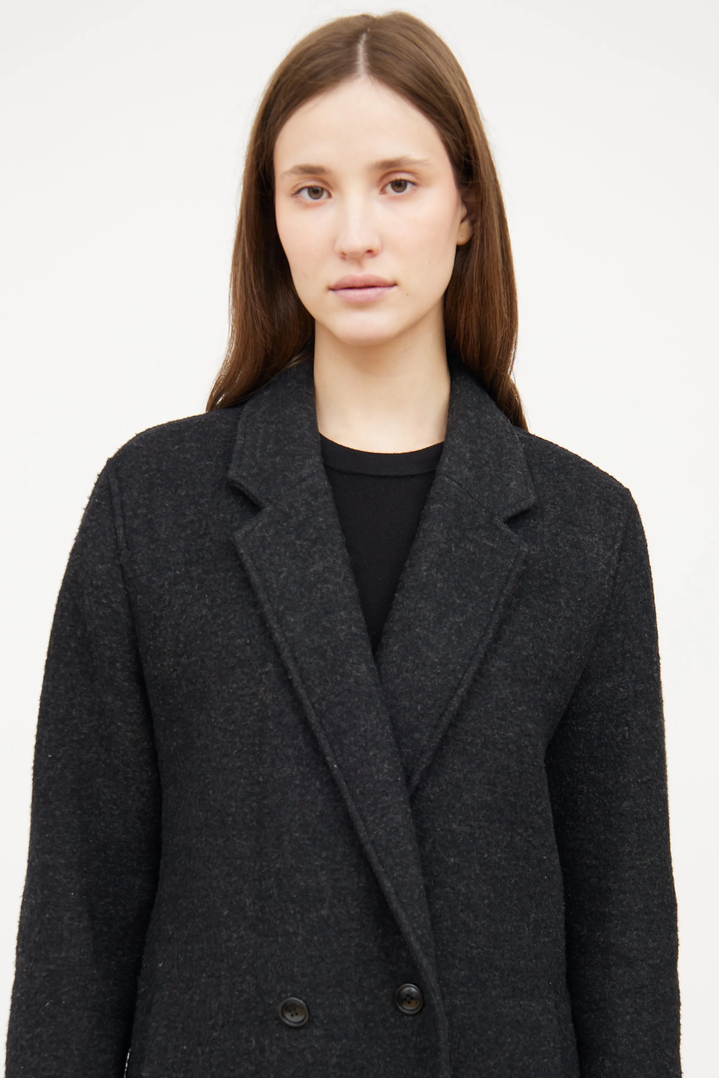 Dark Grey Wool Blend Coat