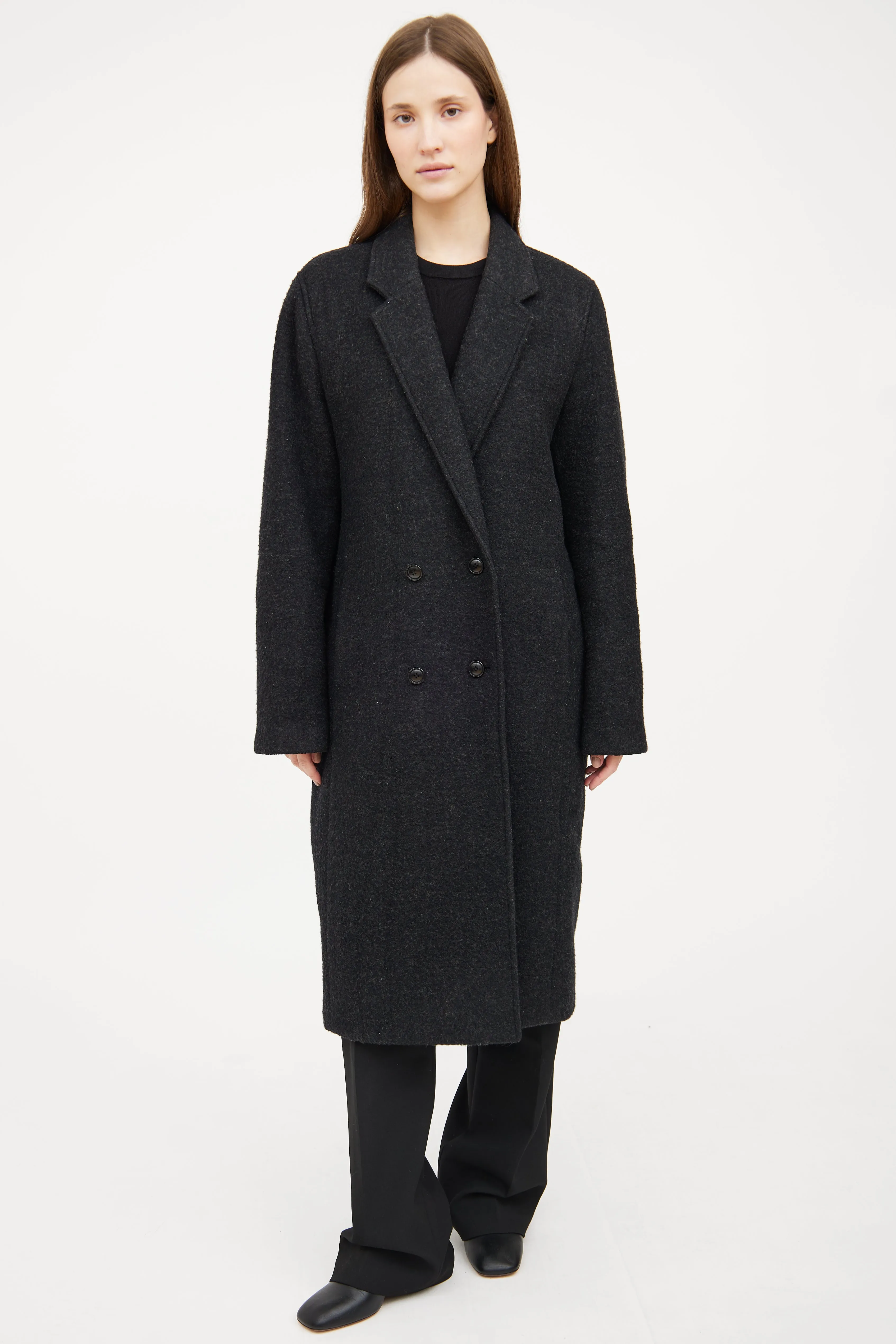Dark Grey Wool Blend Coat