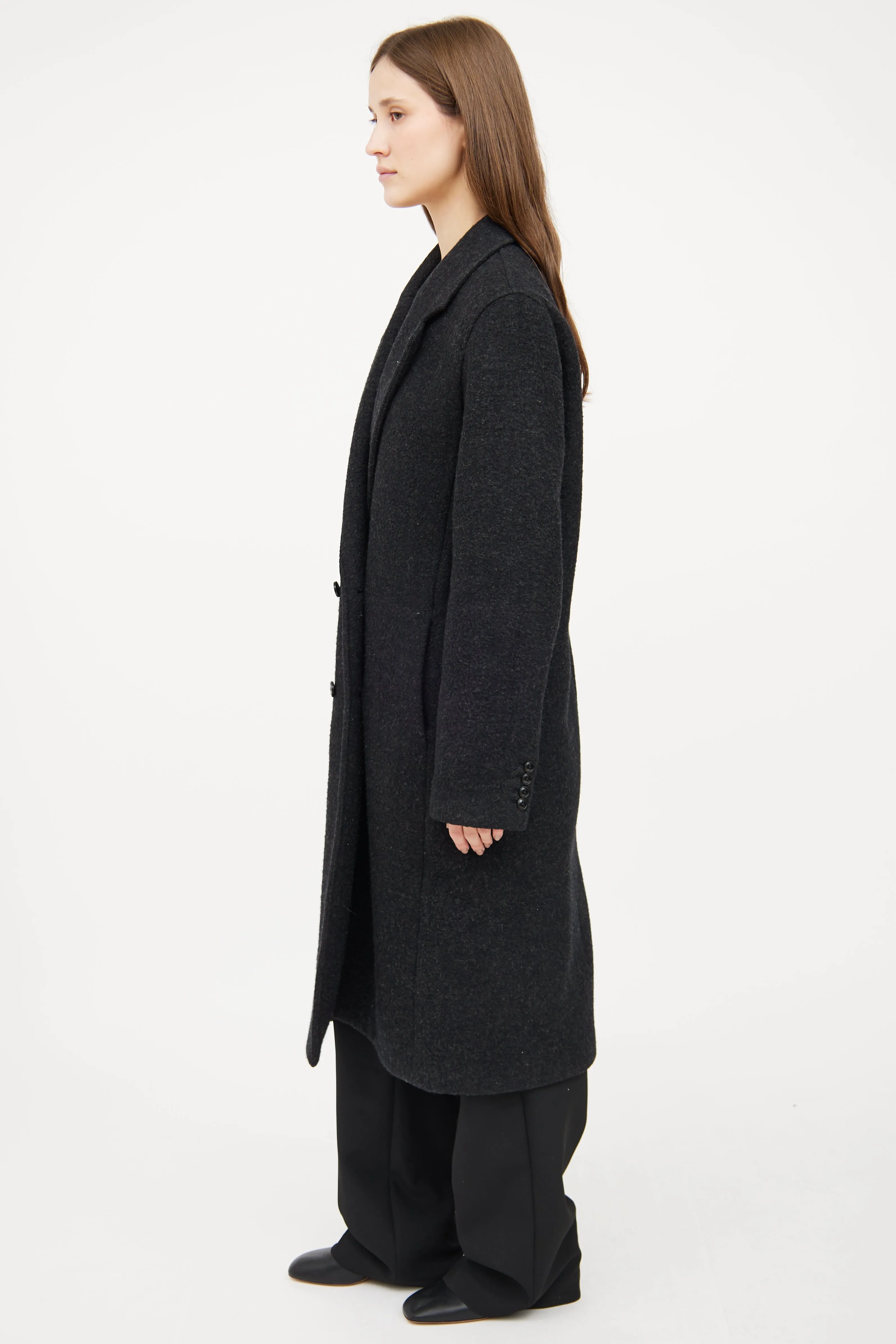 Dark Grey Wool Blend Coat
