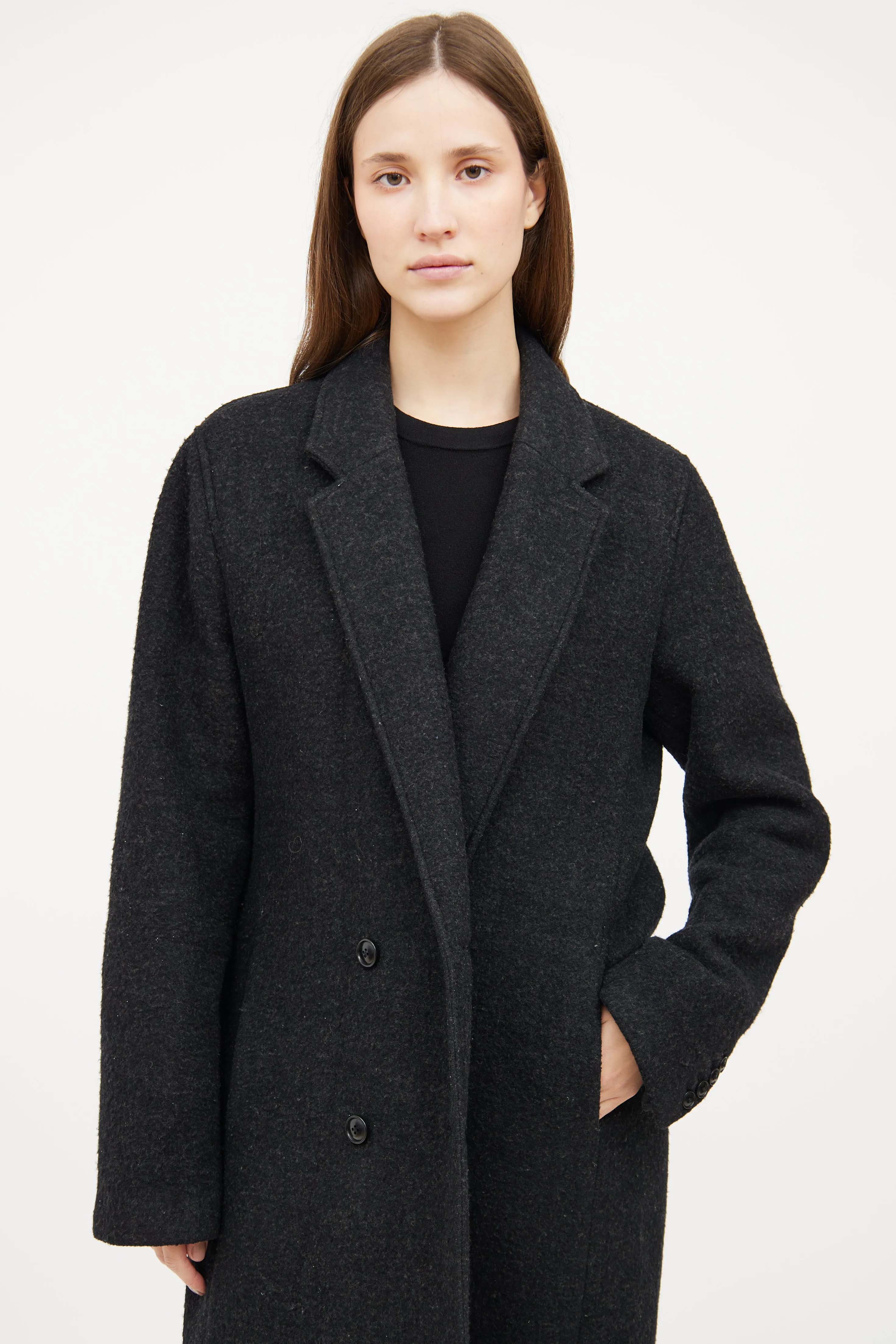 Dark Grey Wool Blend Coat