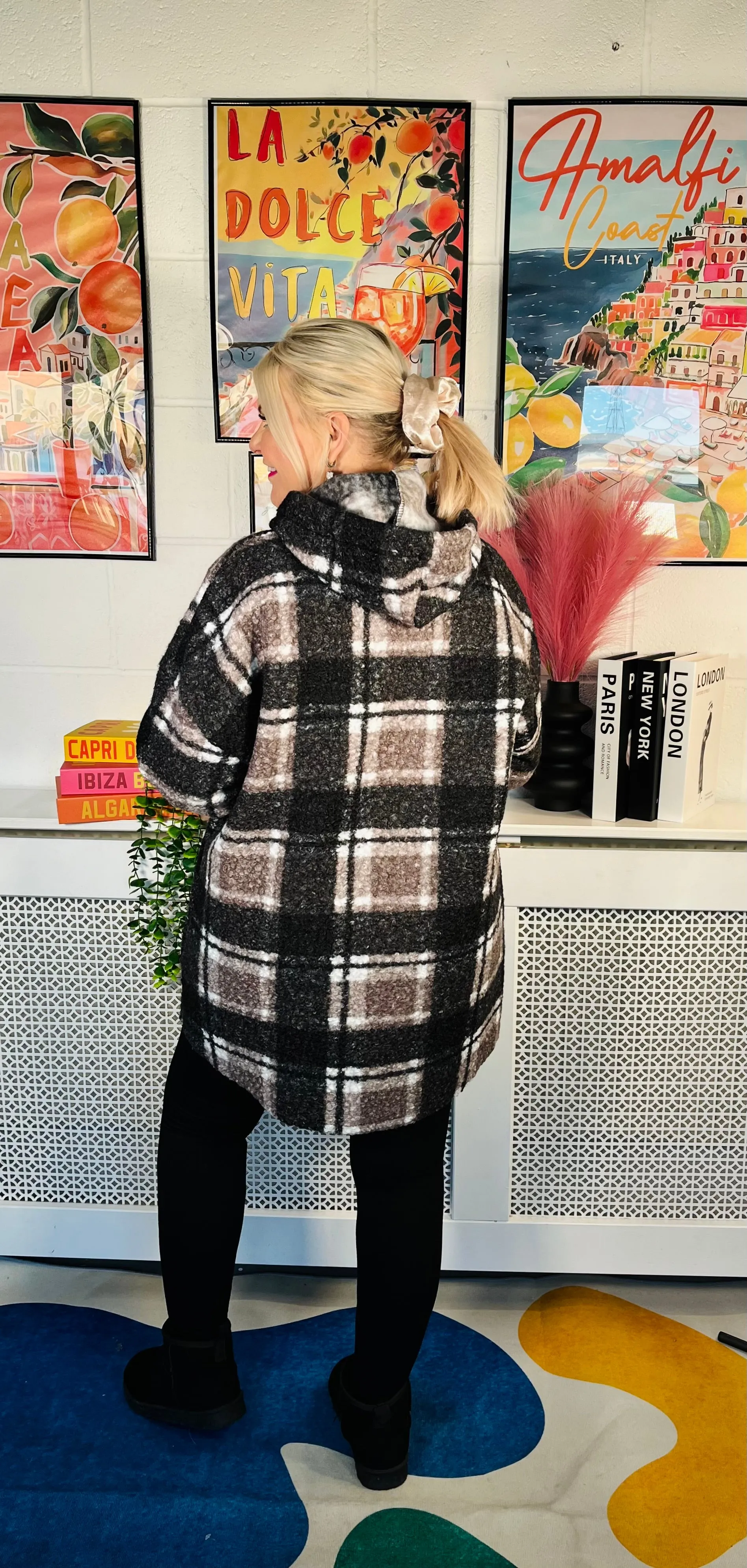 Garner Checked Boucle Coat - Mocha
