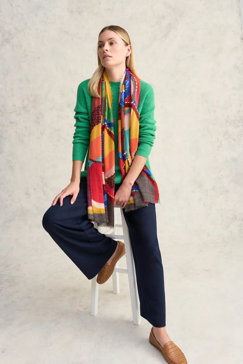 Geo Wool Embroidered Scarf