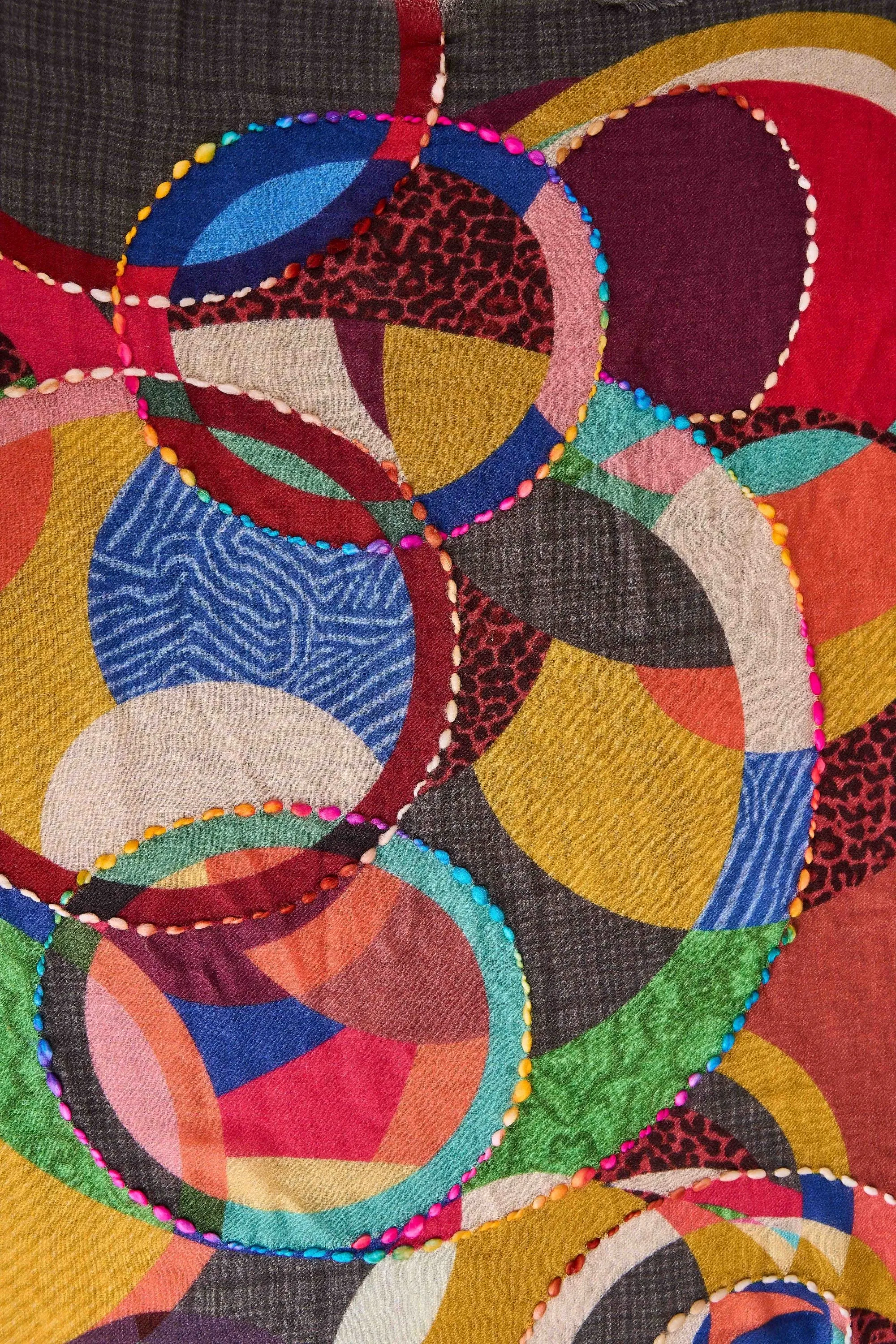 Geo Wool Embroidered Scarf