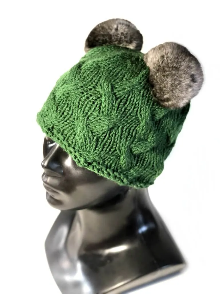 Green Merino Wool Beanies Set