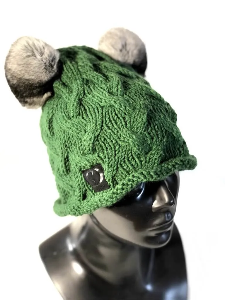 Green Merino Wool Beanies Set