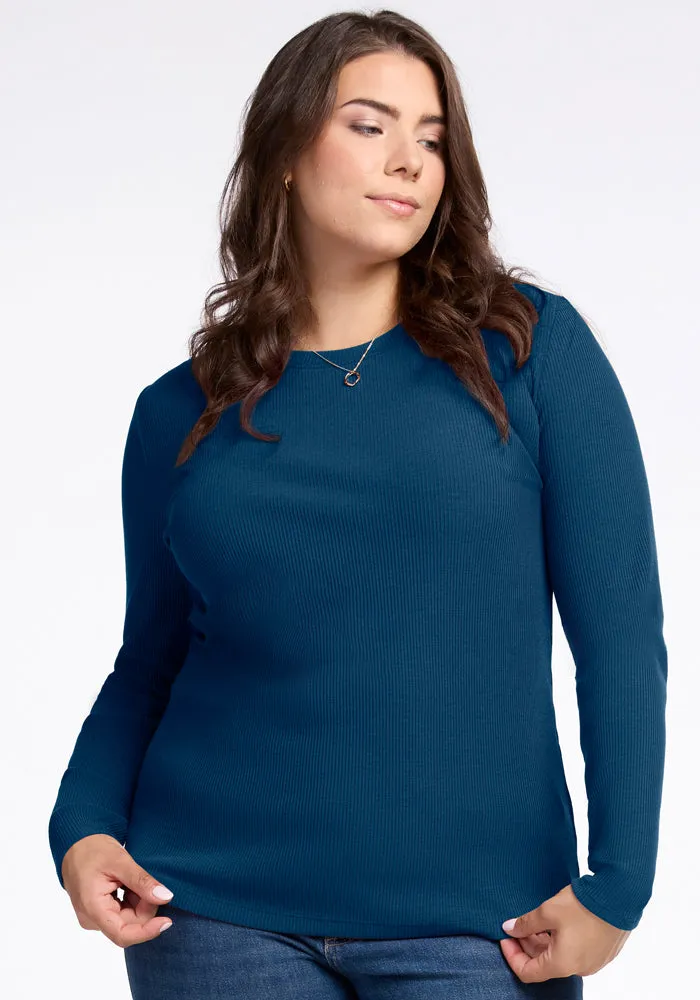 Hadley Ribbed Crew - Real Teal