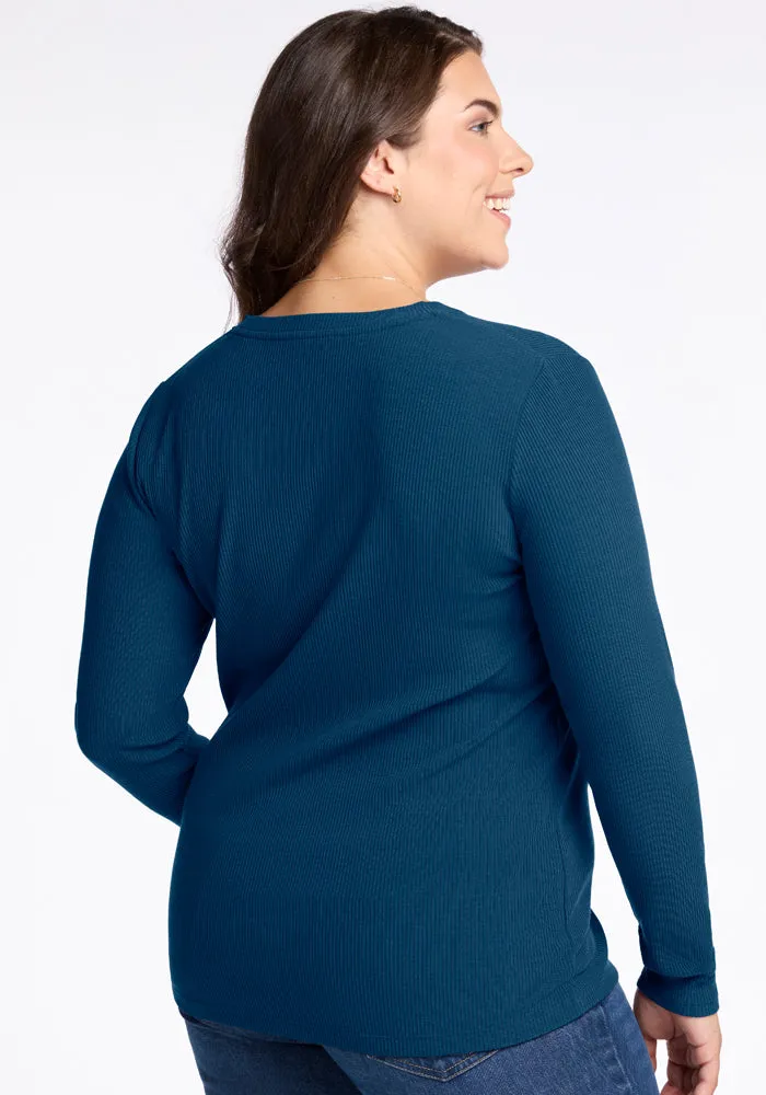 Hadley Ribbed Crew - Real Teal