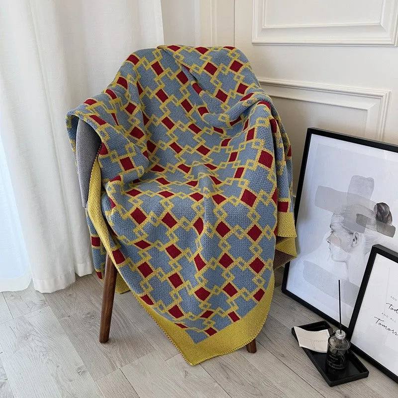 High-grade spring and autumn sofa cover blanket small blanket shawl car aviation blanket airplane car office nap blanket