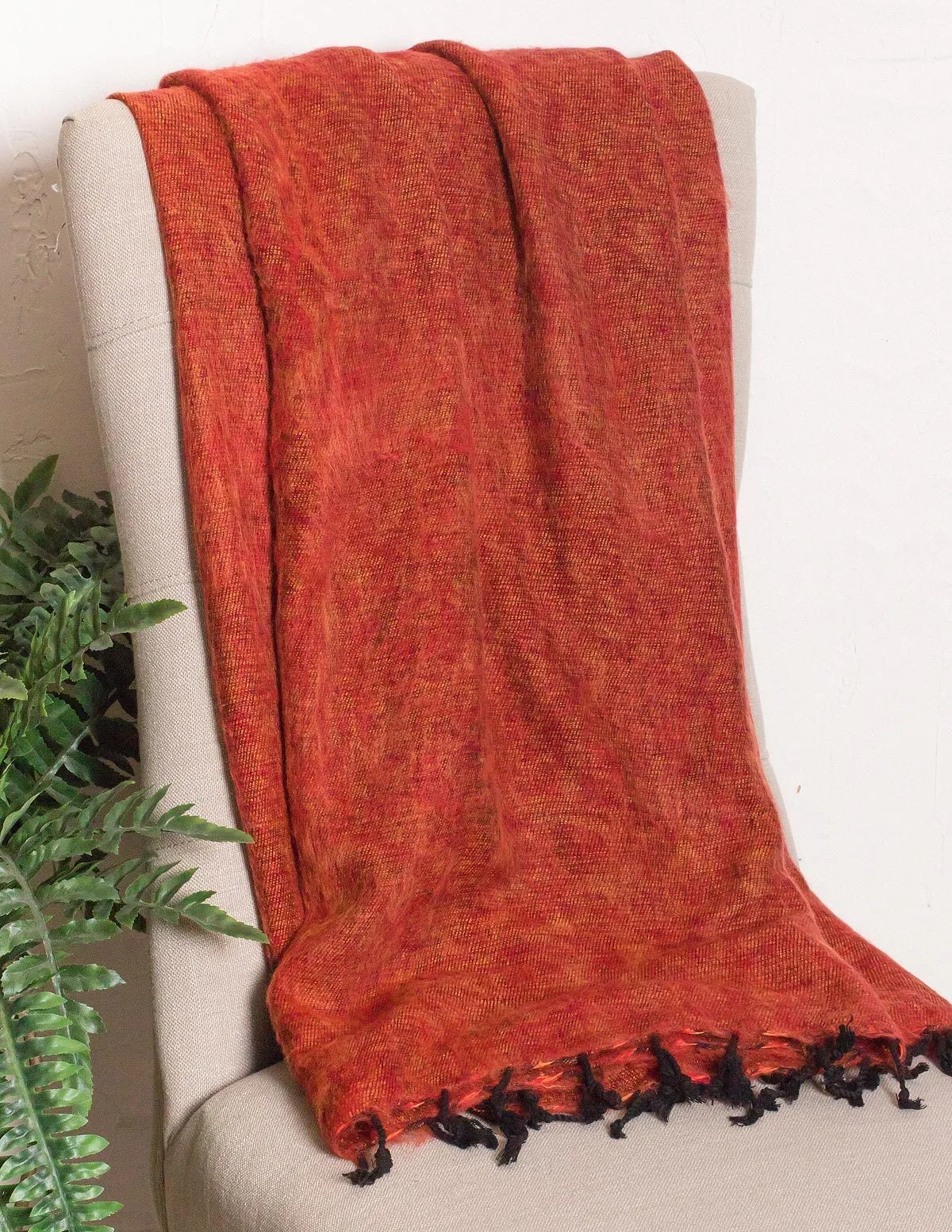Himalayan Yak Wool Large Wrap - Rust
