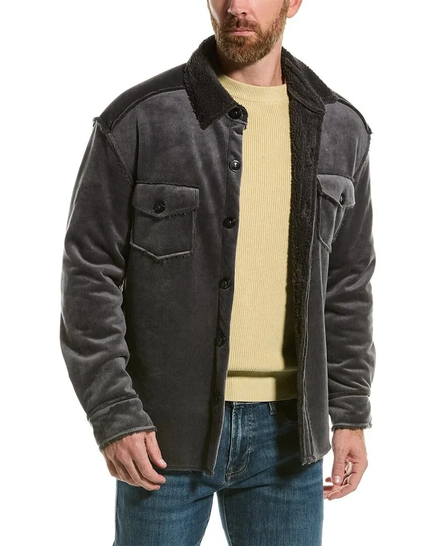 Industry Republic Clothing Charcoal Corduroy Sherpa Collared Jacket
