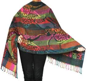 Jamawar Boiled Wool Shawl Scarf Womens Wrap India Clothing (74 x 28 inches)