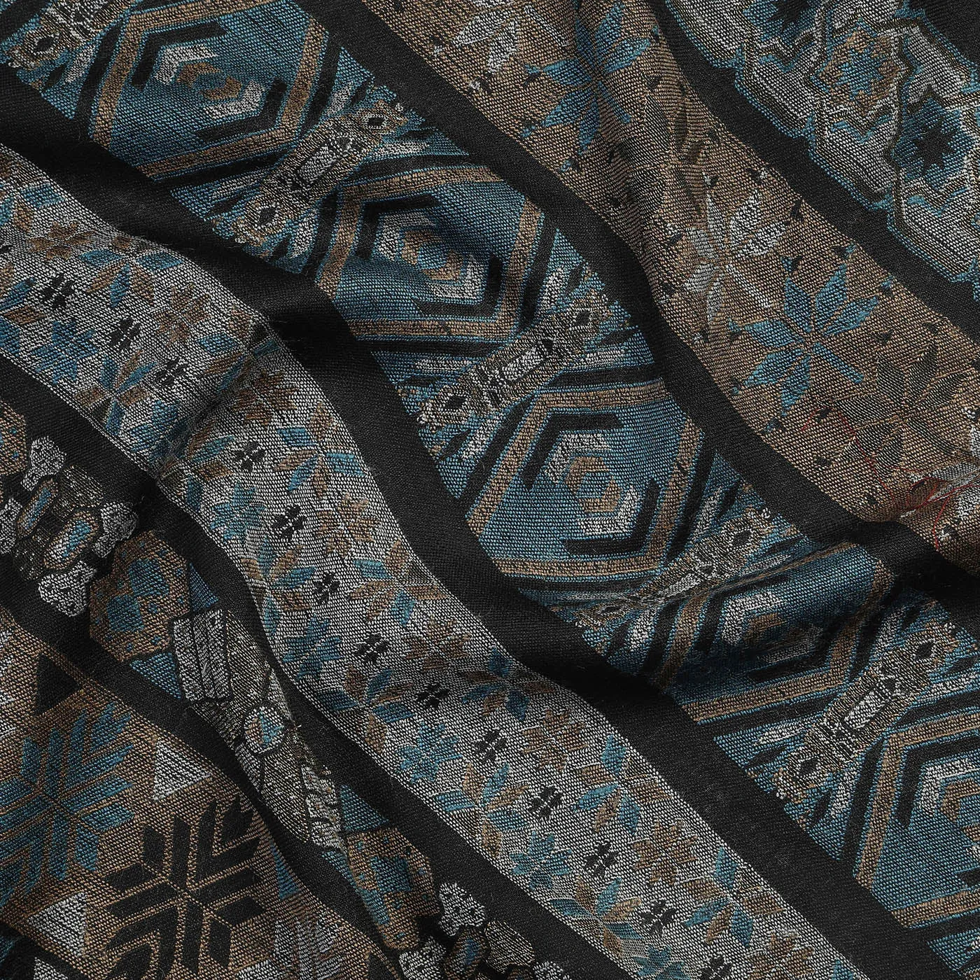 Jay Black Wool Metallic Jacquard Muffler