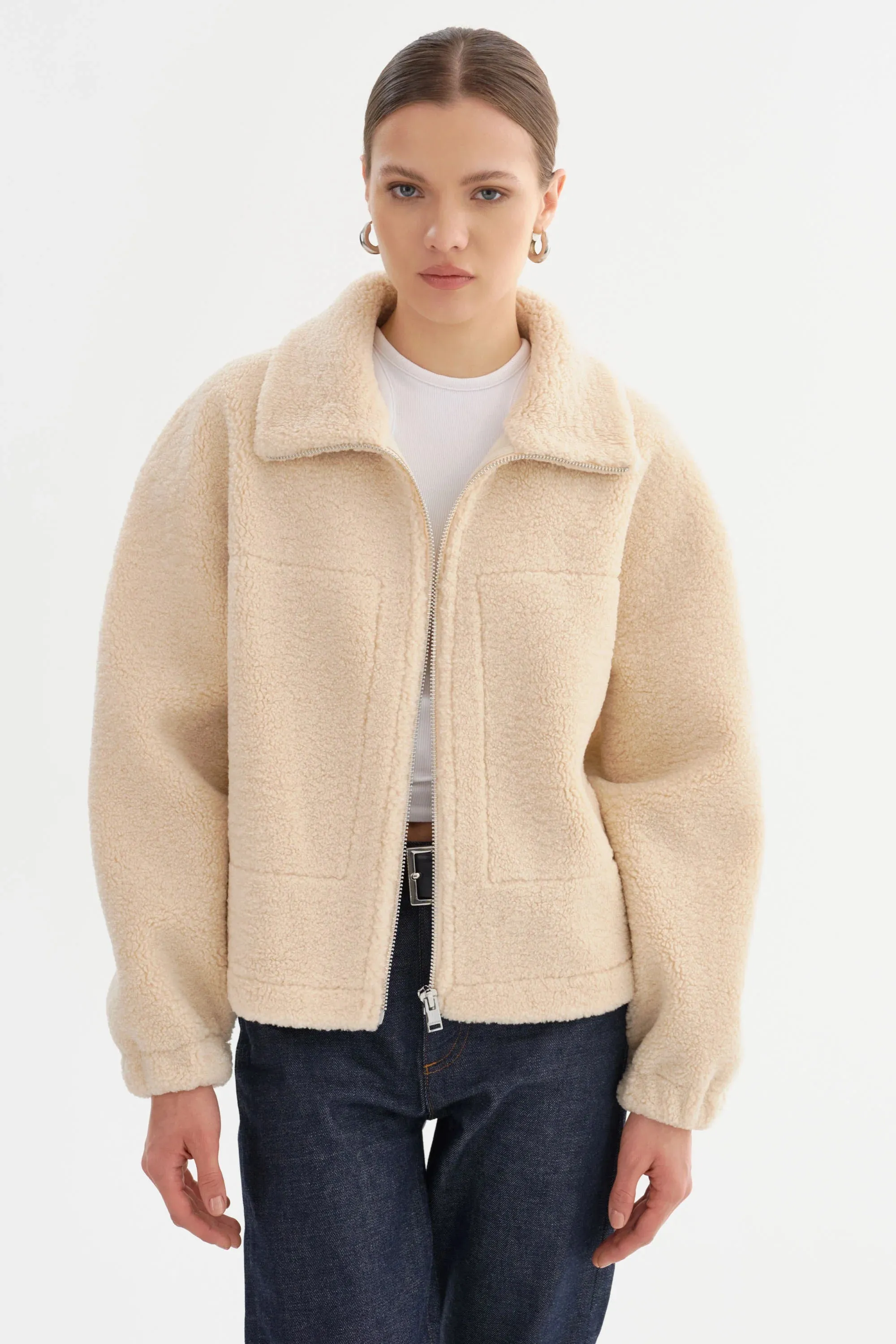 Jayna Sherpa Jacket - Beige