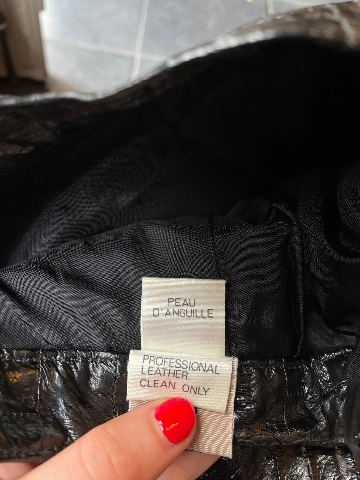 Krizia 80's black eel leather pencil skirt