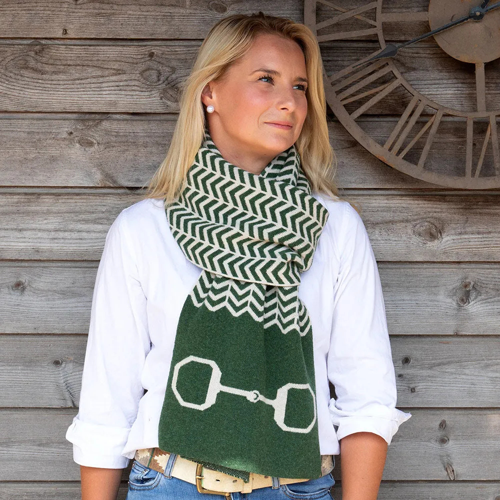 Lambswool Snaffle Bit Scarf - Moss
