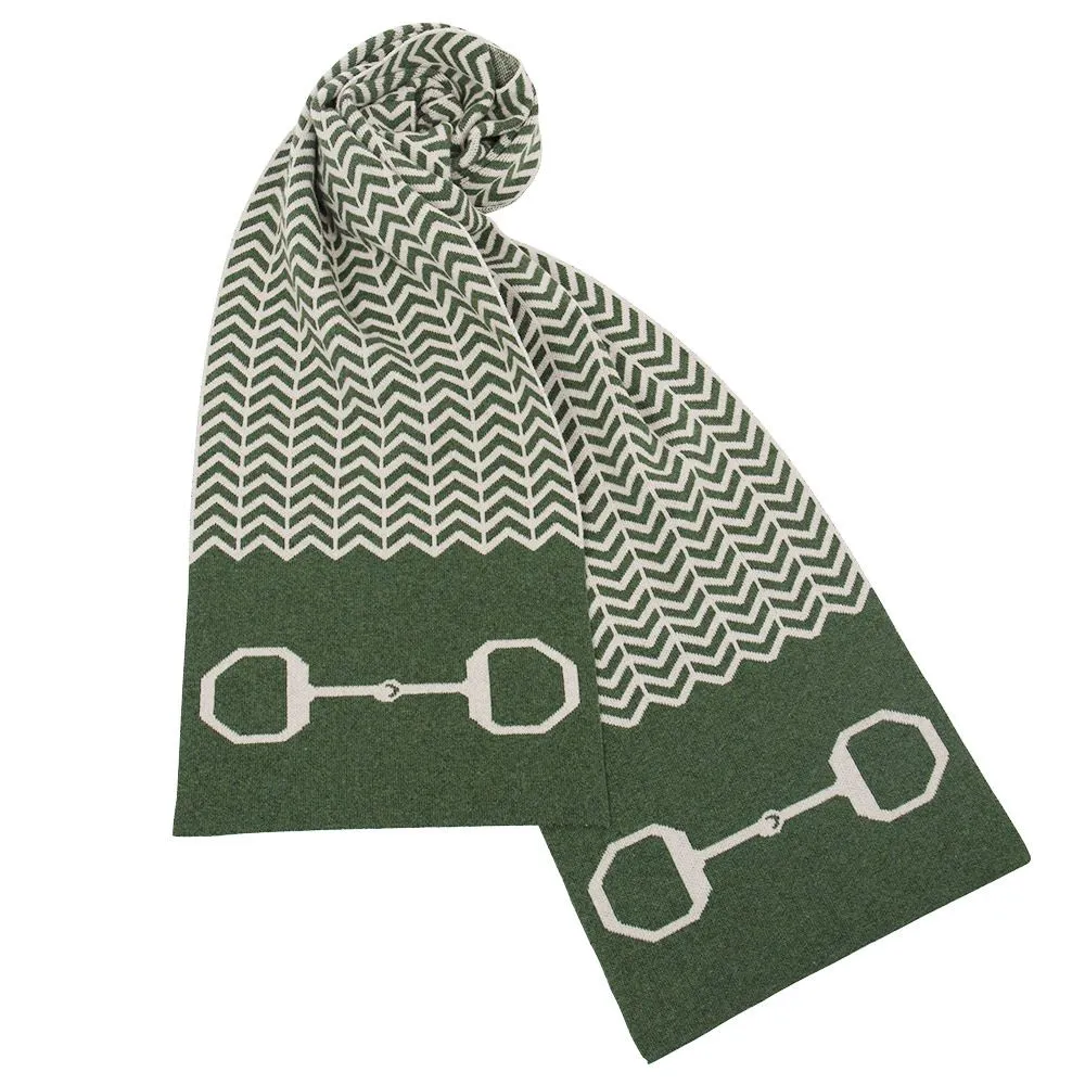 Lambswool Snaffle Bit Scarf - Moss