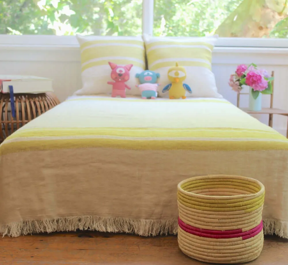 Libeco Belgian Linen Throw Towel - Mustard Stripe