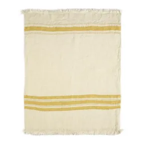 Libeco Belgian Linen Throw Towel - Mustard Stripe