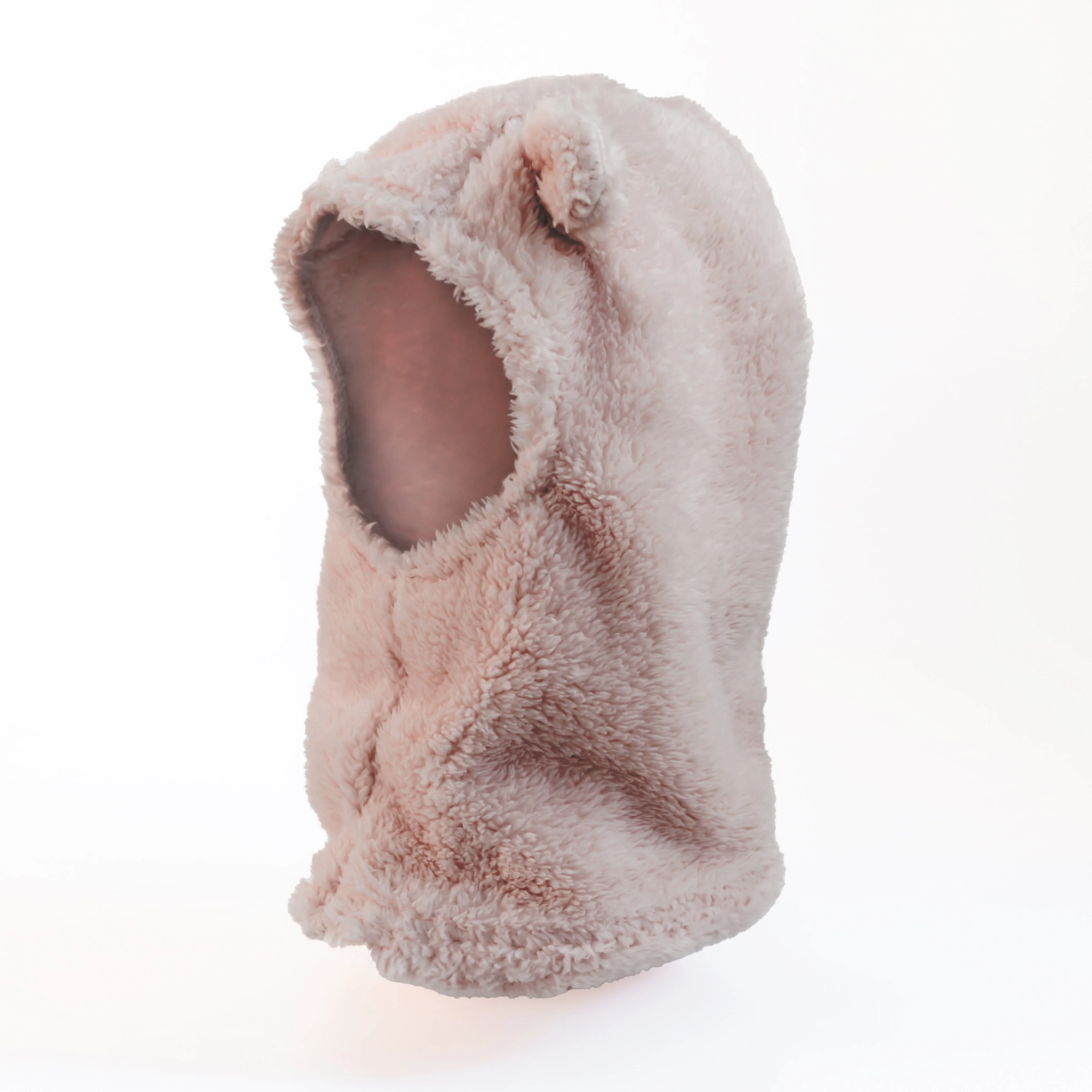 Little Girl's Pink Shadow Plush Bear Ear Balaclava