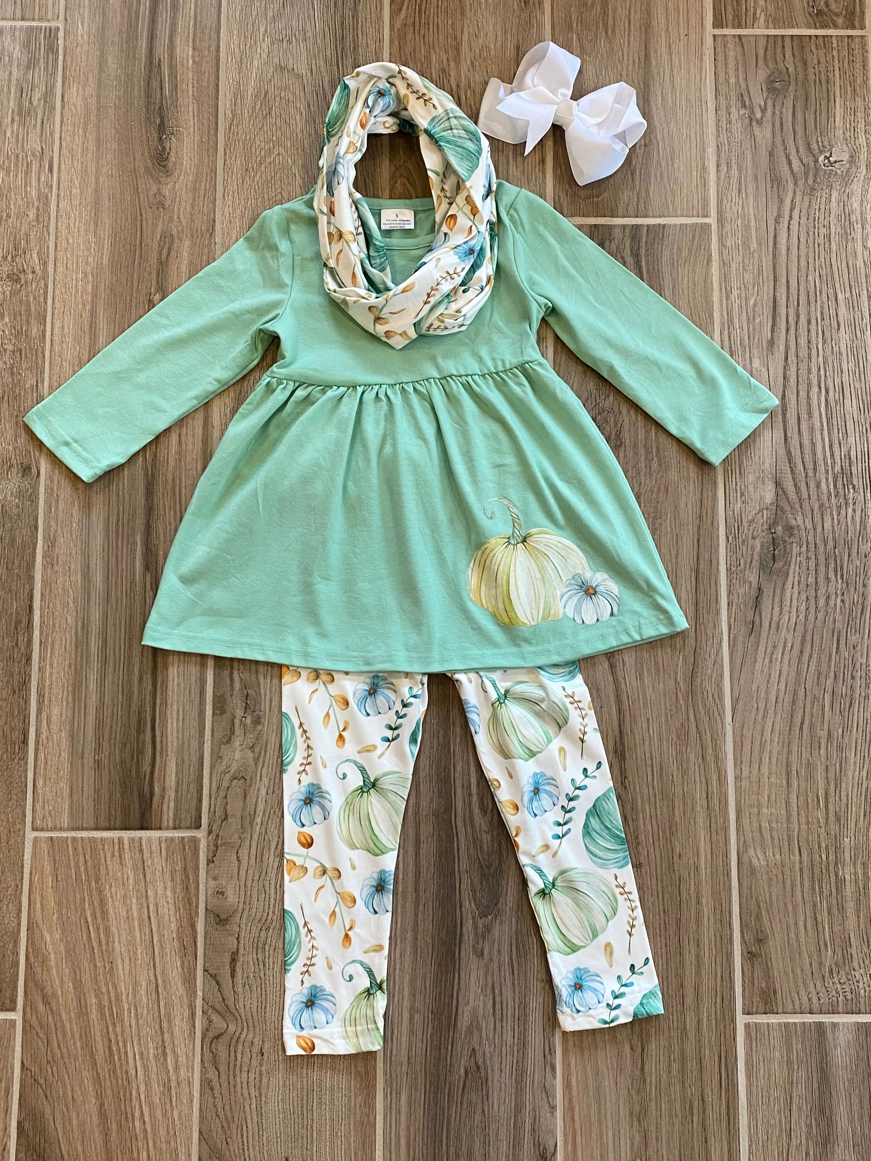 L/S - Mint Pumpkin w/Scarf
