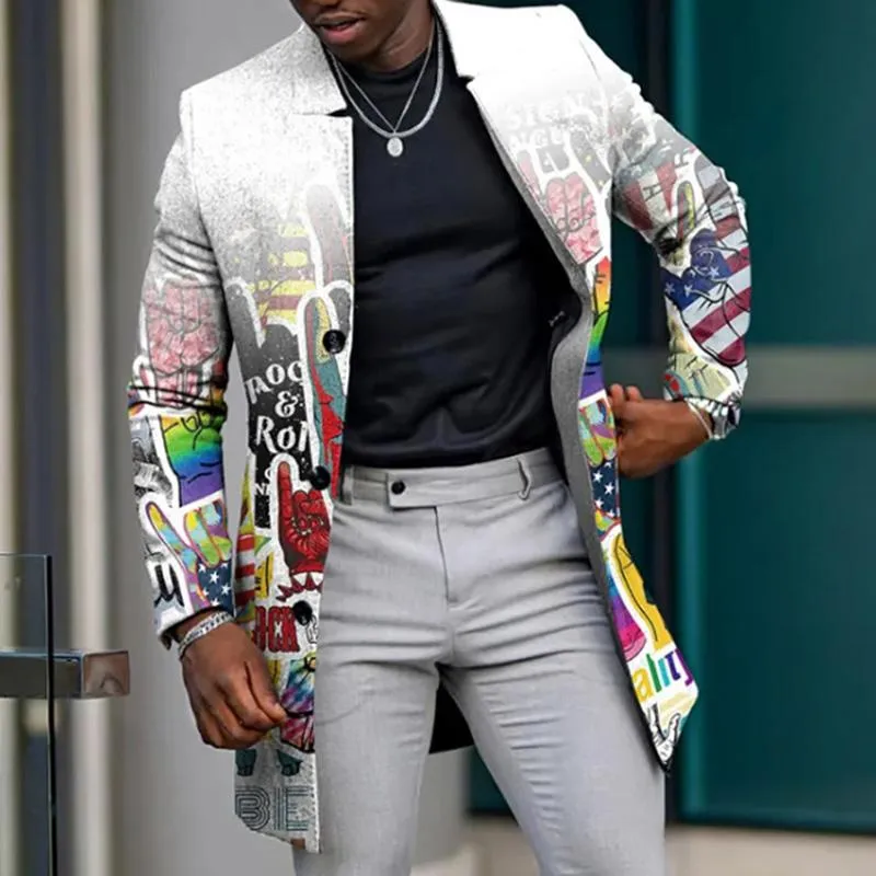 Men's Stand Collar Printed Coat 21414018YM