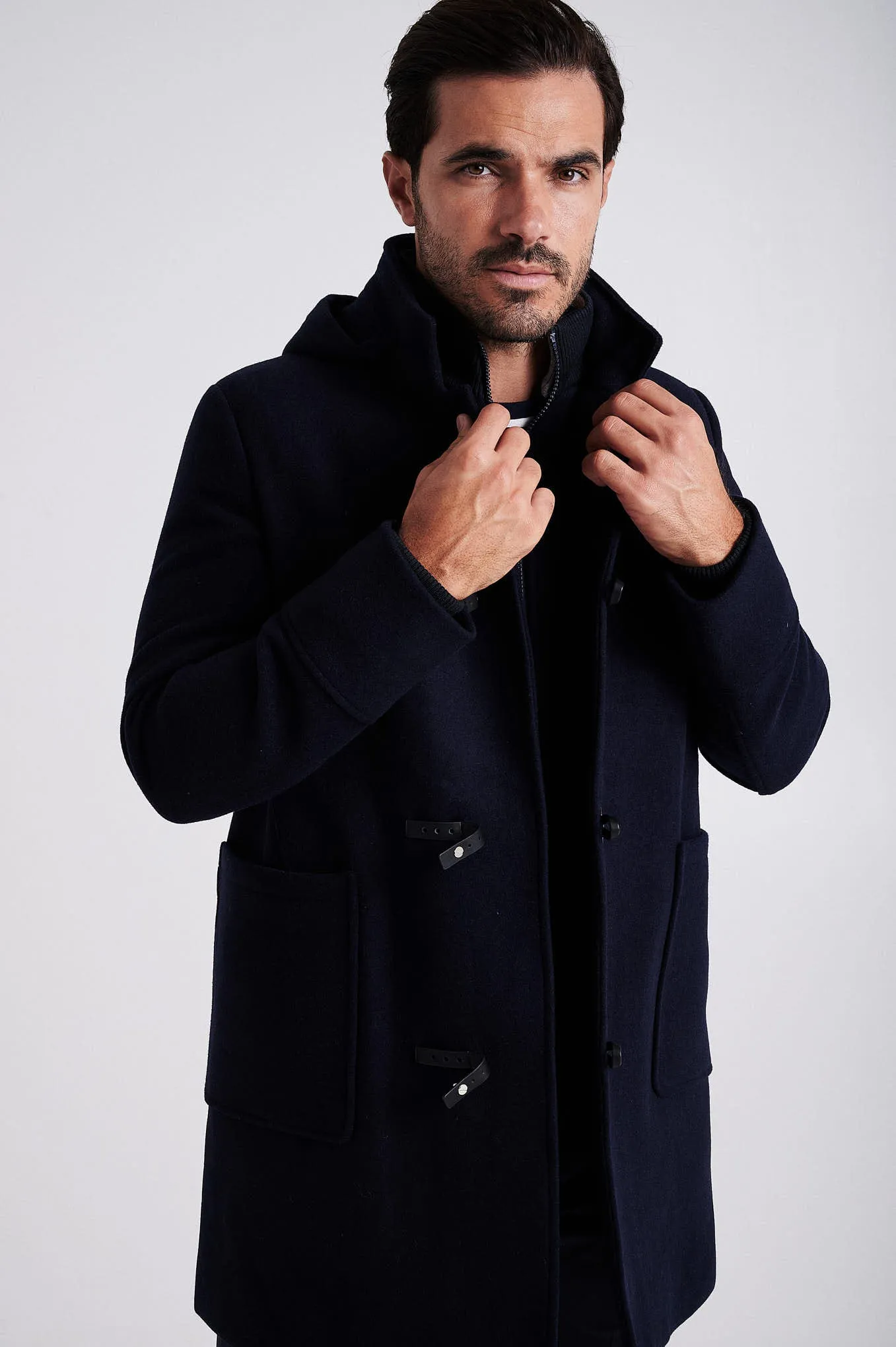 Men's Wool Blend duffle coat with Bib
