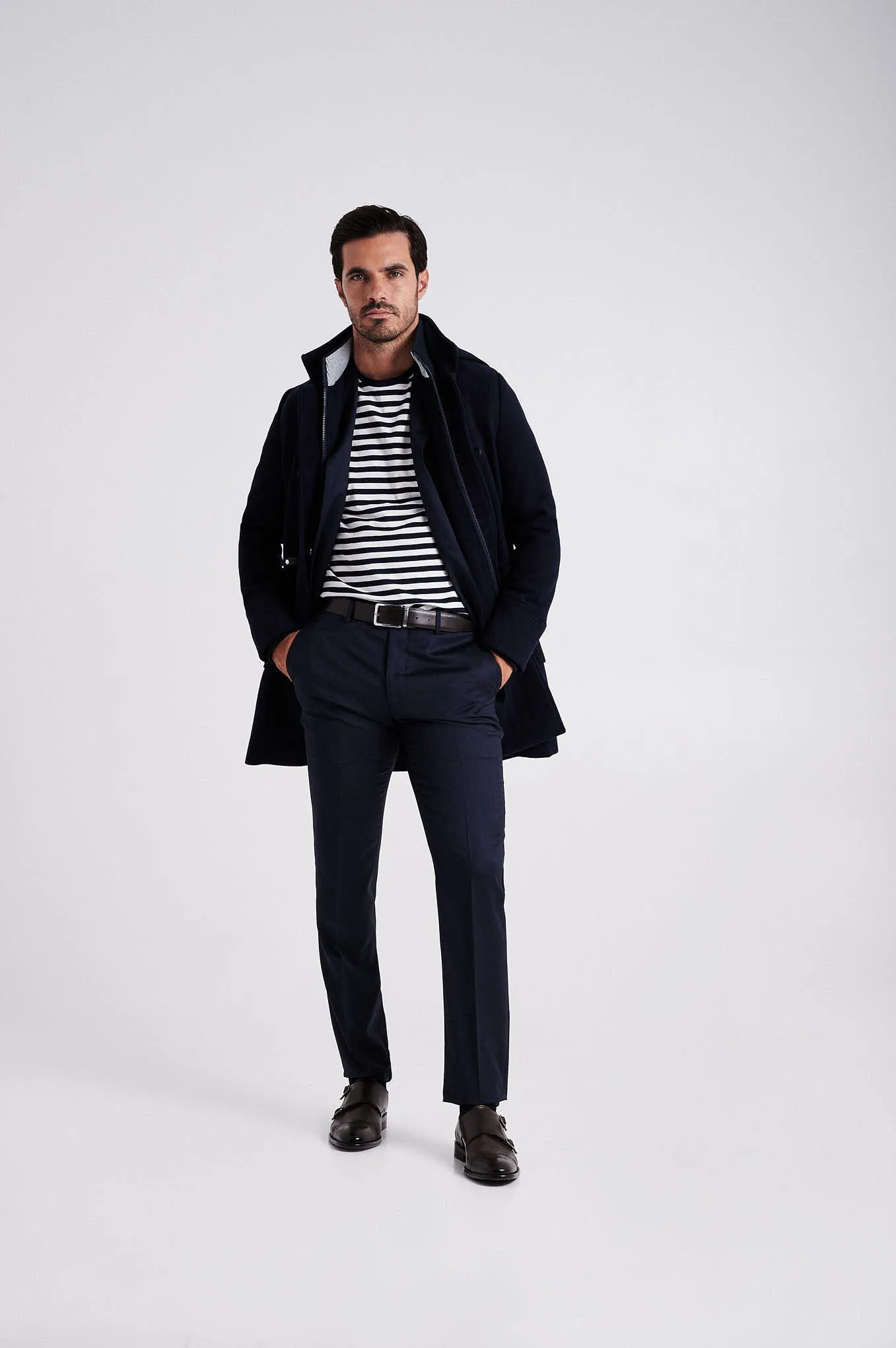 Men's Wool Blend duffle coat with Bib