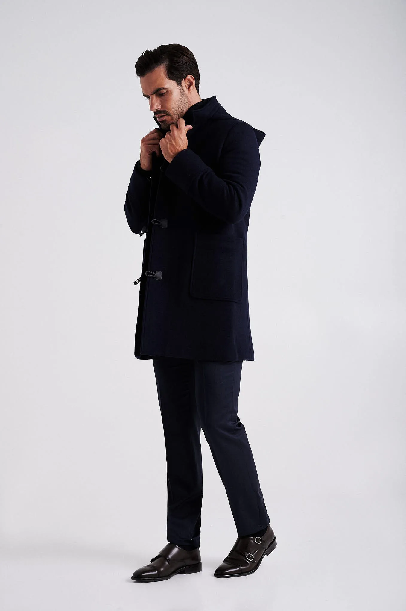 Men's Wool Blend duffle coat with Bib