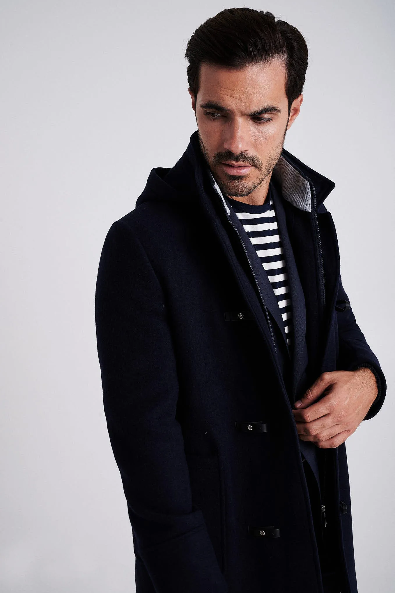 Men's Wool Blend duffle coat with Bib