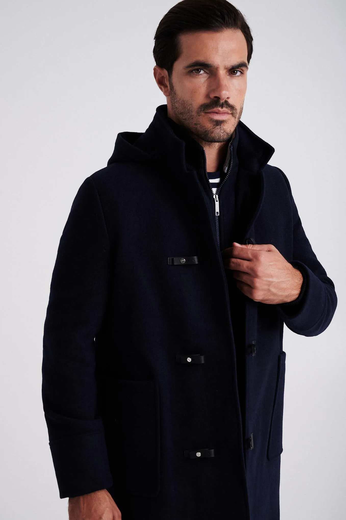 Men's Wool Blend duffle coat with Bib