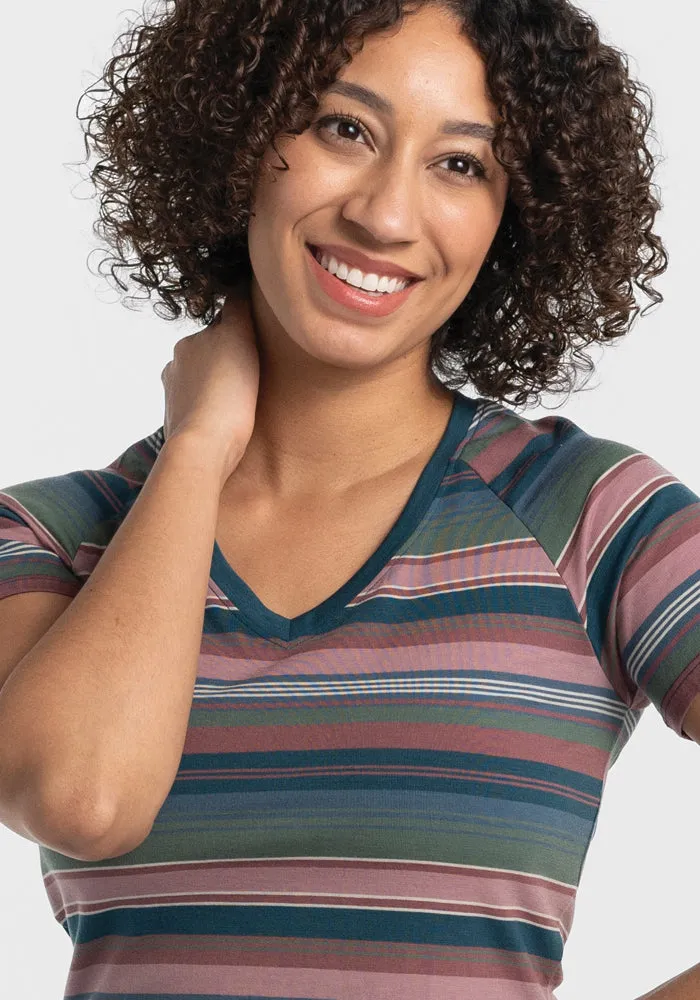 Mia V Neck - Adirondack 2.0 Stripe