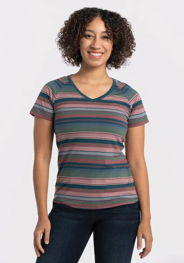 Mia V Neck - Adirondack 2.0 Stripe