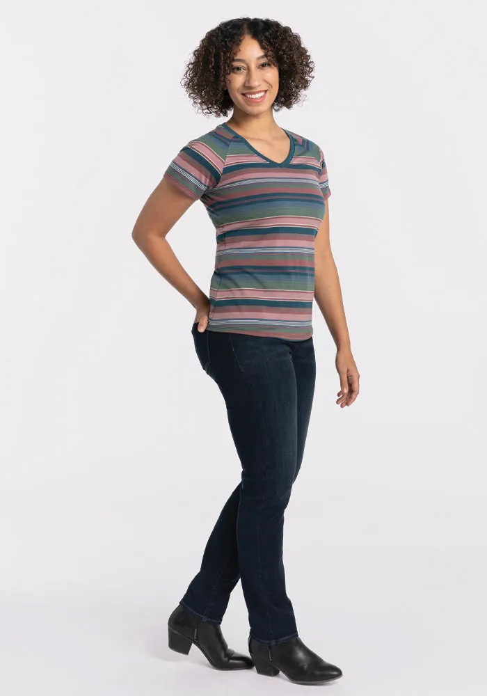 Mia V Neck - Adirondack 2.0 Stripe