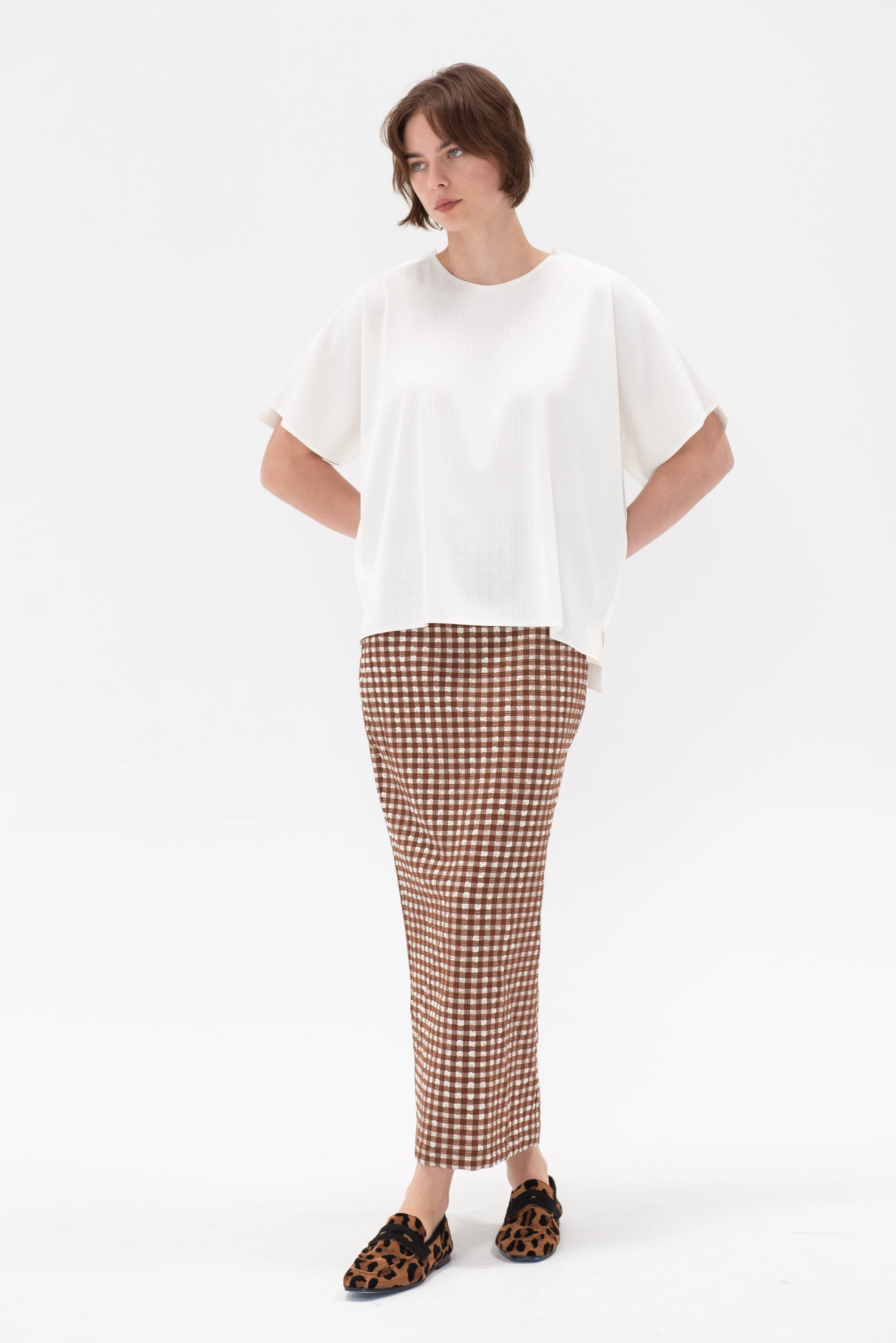 Native Skirt, Brown Check